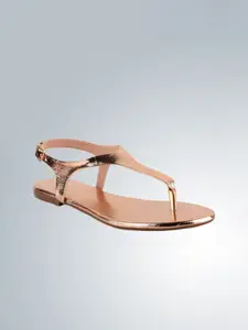 THE WHITE POLE Textured T-Strap Flats
