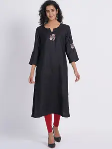 SUTI Floral Embroidered A-Line Cotton Kurta