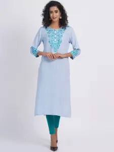 SUTI Floral Yoke Design Straight Kurta