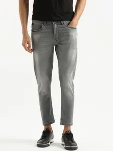 WROGN Men Grey Skinny Fit Heavy Fade Mid-Rise Cotton Jeans