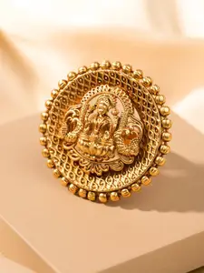 Priyaasi Gold-Plated Goddess Laxmi Ring