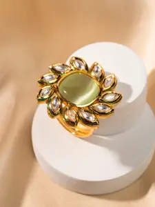 Priyaasi Gold-Plated Kundan-Studded Adjustable Finger Ring