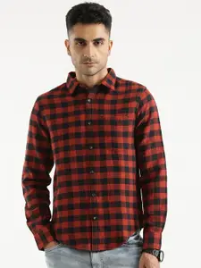WROGN Standard Slim Fit Opaque Checked Cotton Casual Shirt
