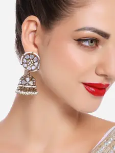 Zaveri Pearls Gold-Plated Contemporary Jhumkas