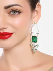 Zaveri Pearls Gold-Plated Contemporary Drop Earrings