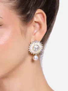 Zaveri Pearls Gold-Plated Contemporary Drop Earrings