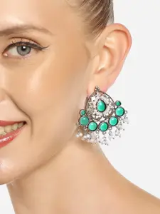 Zaveri Pearls Silver Plated Oxidised Studs Earrings