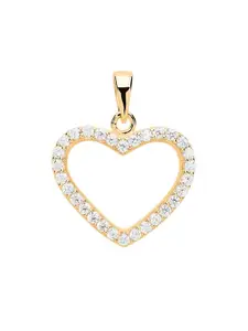VIEN Gold Plated Stainless Steel Cubic Zirconia Stone Studded Heart Shaped Pendant