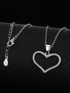 VIEN Cubic Zirconia-Studded Heart Pendant With Chain