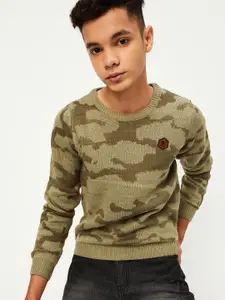 max Boys Abstract Printed Pure Cotton Pullover Sweater