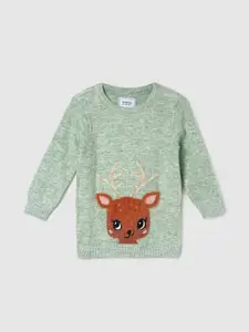 max Infants Girls Graphic Printed Pullover Sweater