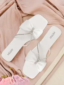 Metro Embellished Open Toe Flats