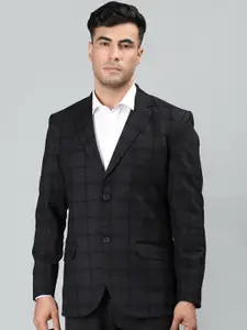 PROTEX Checked Notched Lapel Collar Single-Breasted Woollen Overcoat