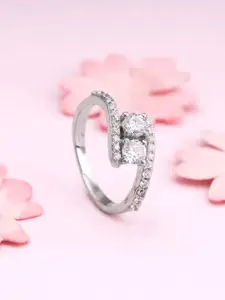 GIVA 925 Sterling Silver Rhodium-Plated Cubic Zirconia-Studded Finger Ring