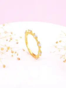GIVA 925 Sterling Silver Gold-Plated CZ-Studded Finger Ring