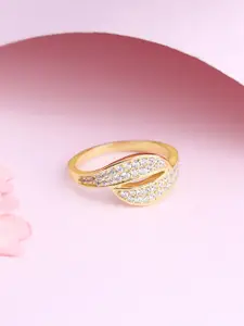 GIVA 925 Sterling Silver Gold-Plated CZ-Studded Finger Ring