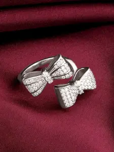 GIVA Rhodium-Plated Cubic Zirconia 925 Sterling Silver Adjustable Finger Ring