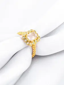 GIVA Gold-Plated 925 Sterling Silver Cubic Zirconia Adjustable Finger Ring