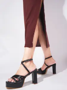 JM Looks Strappy Open Toe Platform Heels