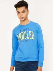 max Boys Typography Printed Cotton Pullover