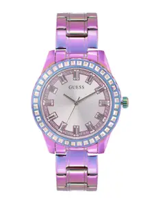 GUESS Women Embellished Dial & Stainless Steel Bracelet Style Straps Analogue Watch