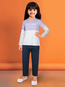 Toonyport Infant Girls Printed Pure Cotton Top with Trousers
