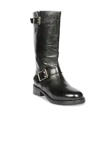 Saint G Women High Top Leather Regular Boots With Buckle Detail