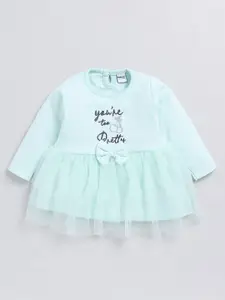Moms Love Infant Girls Typography Embroidered Fit & Flare Dress
