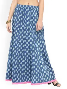 Geroo Jaipur Printed Pure Cotton Flared Skirts