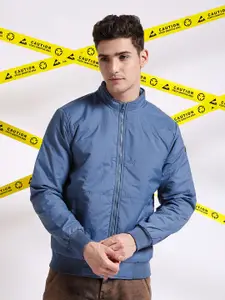The Indian Garage Co Blue Mock Collar Padded Jacket