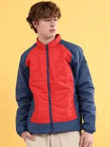 The Indian Garage Co Men Colourblock Zip-Front Regular Fit Bomber Jacket