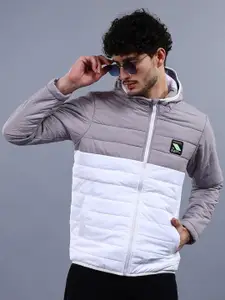 The Indian Garage Co Colourblocked Hooded Long Sleeves Padded Jacket