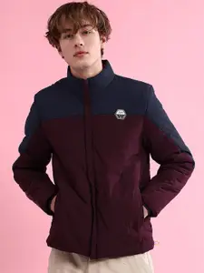 The Indian Garage Co Colourblocked Mock Collar Long Sleeves Padded Jacket