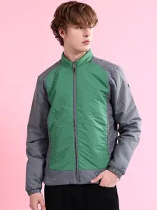 The Indian Garage Co Colourblocked Mock Collar Long Sleeves Padded Jacket