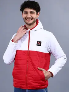 The Indian Garage Co Men Colourblock Regular Fit Hooded Puffer Jacket