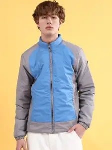 The Indian Garage Co Men Colourblock Zip-Front Regular Fit Bomber Jacket