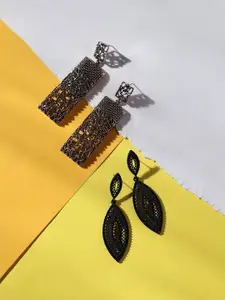 SOHI Set Of 2 Gold-Plated Contemporary Drop Earrings