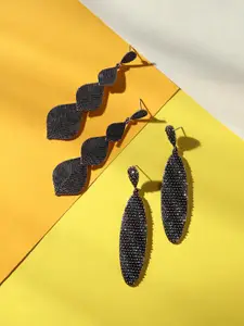 SOHI Set Of 2 Gold-Plated Contemporary Drop Earrings