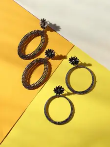 SOHI Set Of 2 Gold-Plated Contemporary Drop Earrings