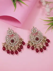 I Jewels Gold-Plated Kundan Studded Contemporary Chandbali