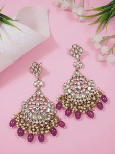 I Jewels Gold-Plated Kundan Contemporary Chandbalis