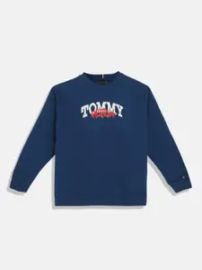 Tommy Hilfiger Boys Typography Printed Round Neck Pullover Sweatshirt