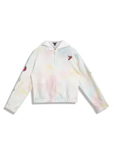 Tommy Hilfiger Girls Abstract Printed Hooded Cotton Front Open Sweatshirt