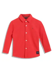 Tommy Hilfiger Boys Spread Collar Long Sleeve Cotton Casual Shirt