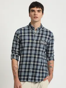 THE BEAR HOUSE Slim Fit Tartan Checks Pure Cotton Casual Shirt