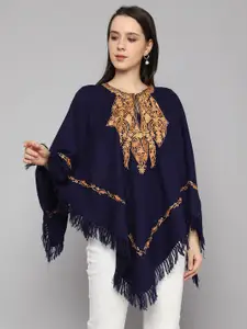 CRAFTBAZAR Embroidered Acrylic Poncho Sweater