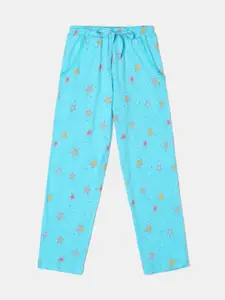 Jockey Girls Super Combed Cotton Printed Lounge Pants With Lace Trim On Pockets - RG04