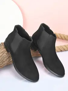 DressBerry Women Black Mid-Top Chelsea Boots