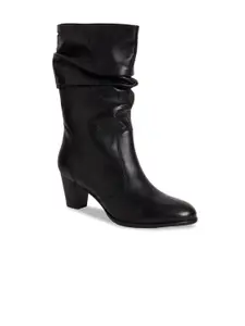 Peach Flores Women Paige Block Heeled Leather High-Top Slouchy Boots