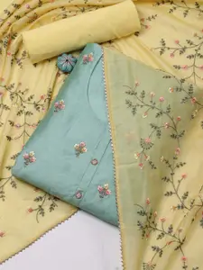 Meena Bazaar Floral Embroidered Gotta Patti Unstitched Dress Material